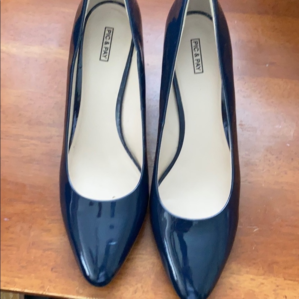 Navy blue patent leather pumps 21/2 inches